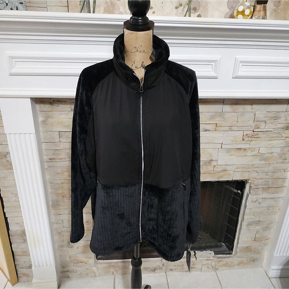 Free Country black super soft fleece jacket plus size 2X new!!